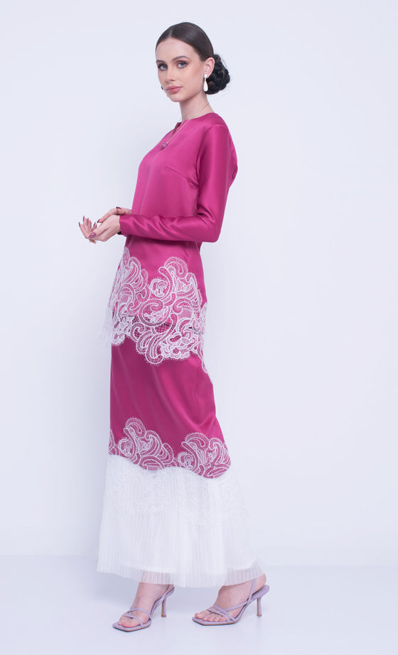 TQ Frontliners Kurung Lace in Hot Pink