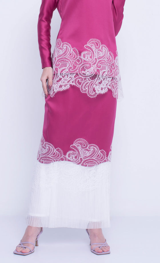 TQ Frontliners Kurung Lace in Hot Pink