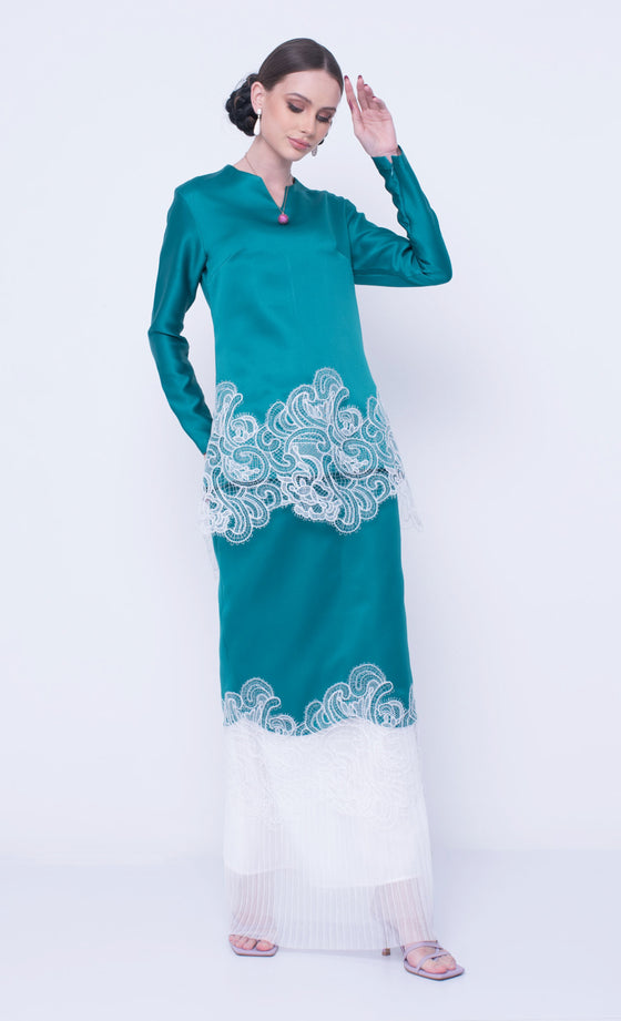 TQ Frontliners Kurung Lace in Sea Green