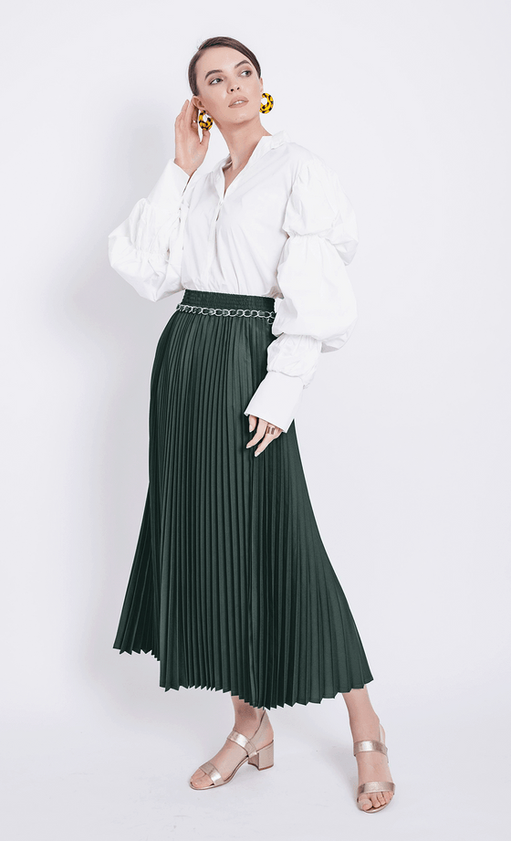 Nayla Pleated Skirt in Green