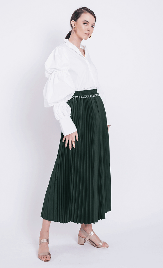 Nayla Pleated Skirt in Green