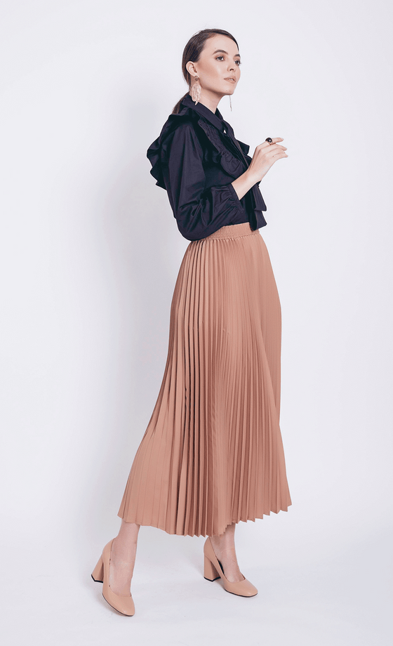 Nayla Pleated Skirt in Nude