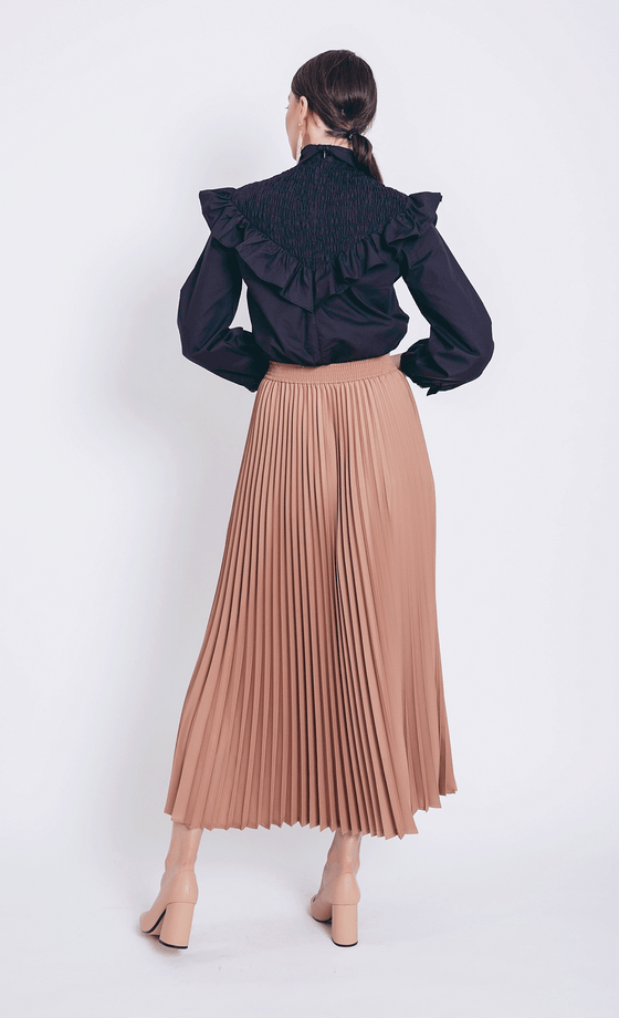 Nayla Pleated Skirt in Nude