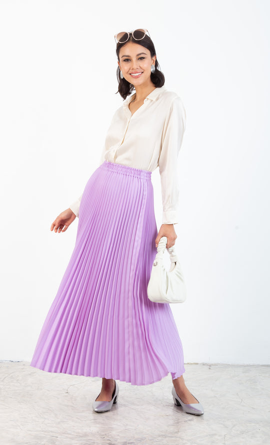 Olivia Pleated Skirt in Lavender