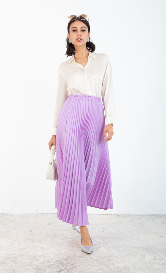 Olivia Pleated Skirt in Lavender